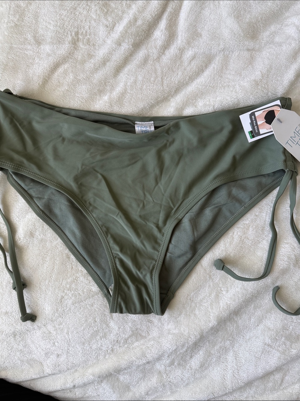 Time and Tru Olive Side-Tie Bikini Bottom